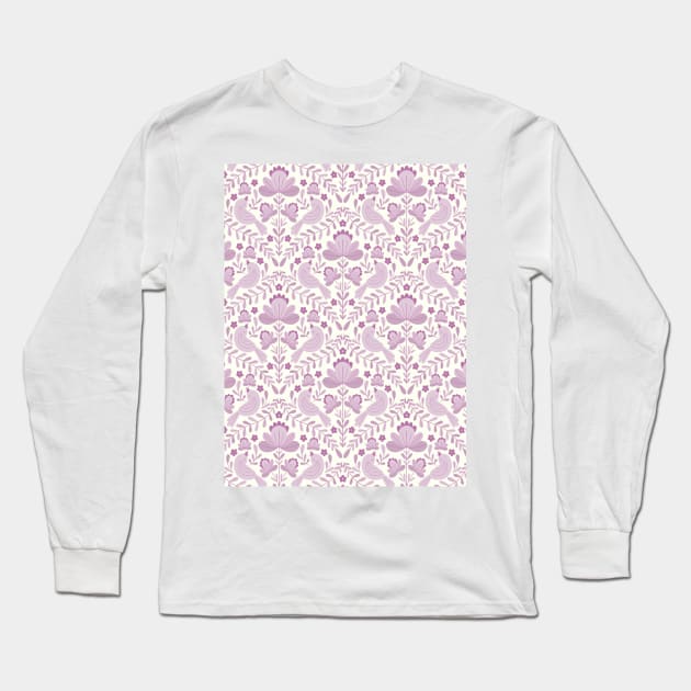 Symmetrical birds and flowers pattern Long Sleeve T-Shirt by nataliaoro